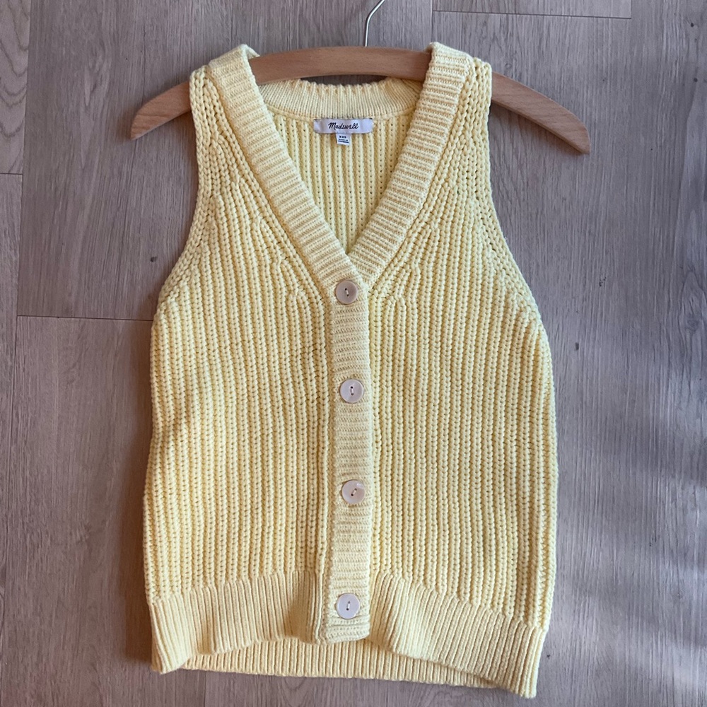 Madewell Light Butter Yellow Knit Sweater Vest Size XXS